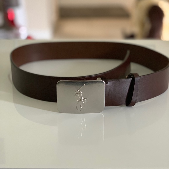 POLO RALPH LAUREN LEATHER BELT WITH BIG PONY METAL BUCKLE BROWN OR BLACK NEW NWT
